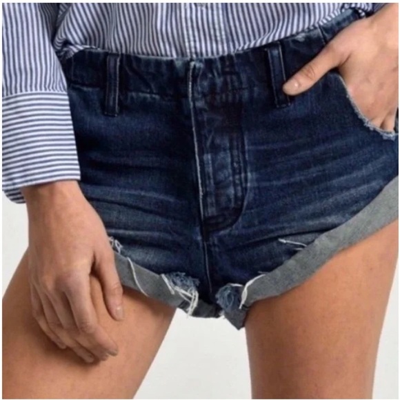 NWT One Teaspoon Sailors Low Rise Relaxed Fit Shorts Dark Wash Sz 26 - Picture 1 of 11